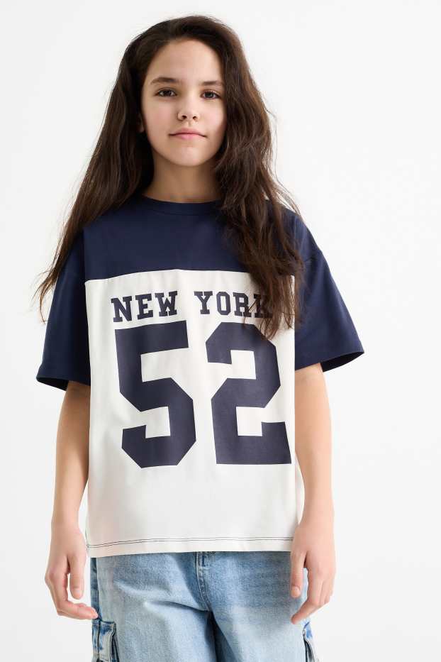 Kinder Mädchen - New York - Kurzarmshirt - dunkelblau