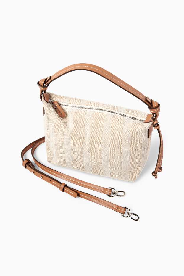 Donna - Borsa a tracolla con spallaccio staccabile - a righe - beige melange