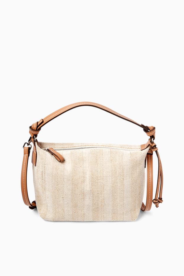 Donna - Borsa a tracolla con spallaccio staccabile - a righe - beige melange