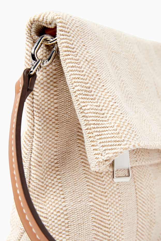Donna - Borsa a tracolla con spallaccio staccabile - a righe - beige chiaro
