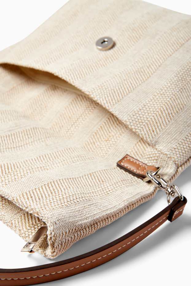 Donna - Borsa a tracolla con spallaccio staccabile - a righe - beige chiaro