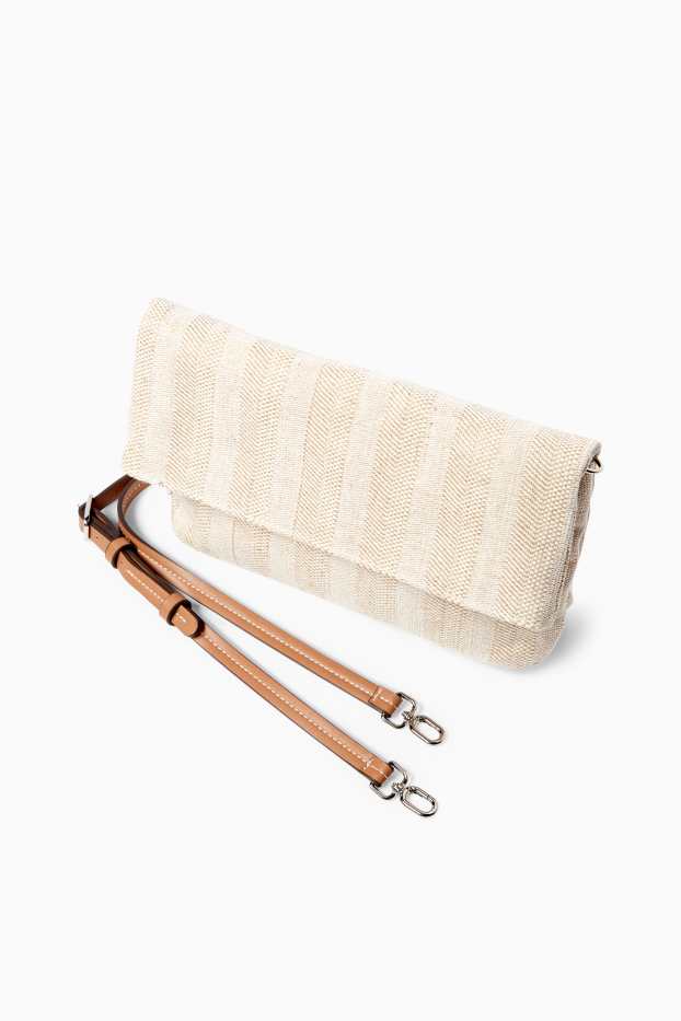 Donna - Borsa a tracolla con spallaccio staccabile - a righe - beige chiaro