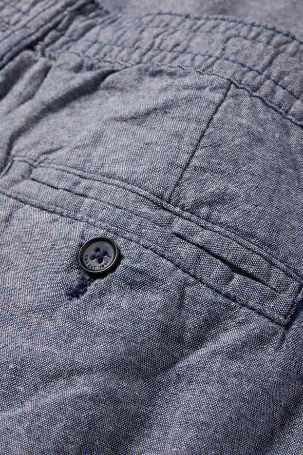 Uomo - Pantaloni chino con componente di lino - tapered fit - blu melange