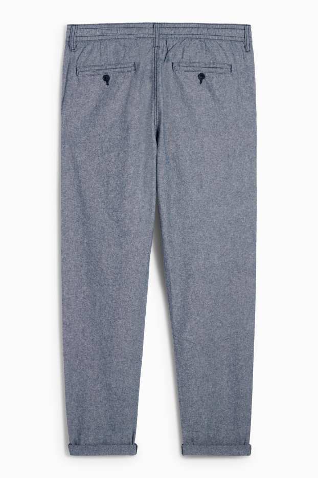 Uomo - Pantaloni chino con componente di lino - tapered fit - blu melange