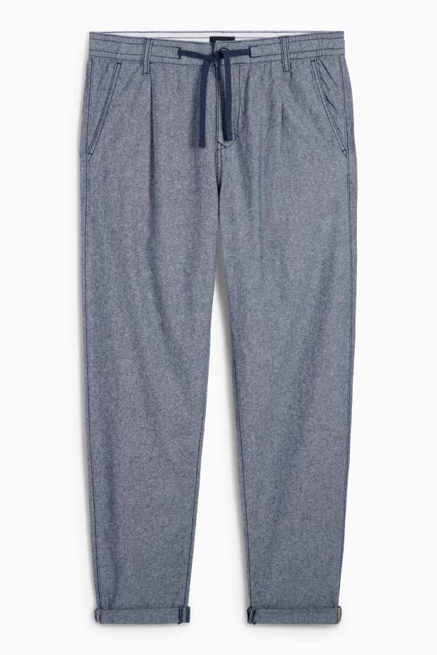 Uomo - Pantaloni chino con componente di lino - tapered fit - blu melange
