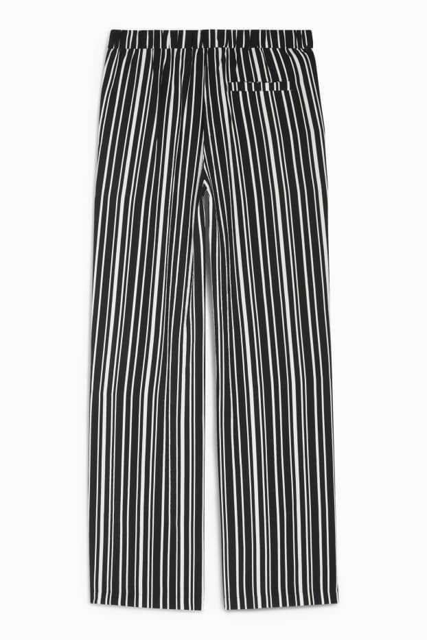 Femmes - Pantalon de toile - high waist - wide leg - à rayures - noir / blanc