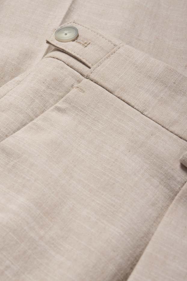 Hommes - Pantalon de costume avec teneur en lin - regular fit - extensible - beige clair