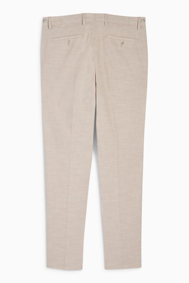 Hommes - Pantalon de costume avec teneur en lin - regular fit - extensible - beige clair