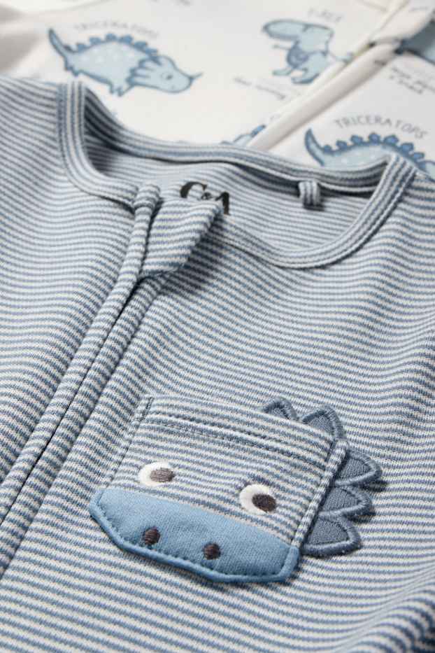Baby Jungen - Multipack 2er - Dino - Baby-Schlafanzug - dunkelblau / weiss