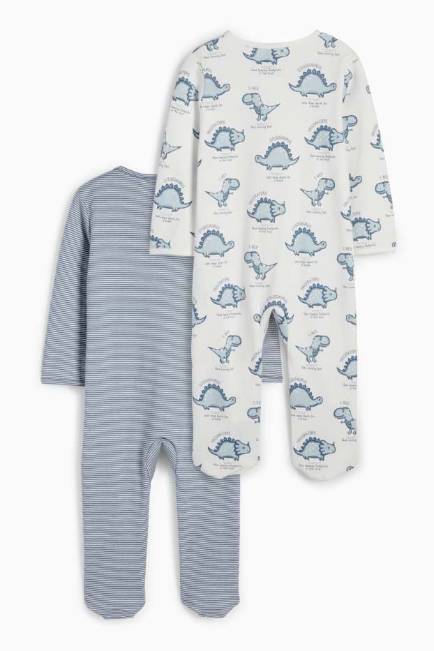Baby Jungen - Multipack 2er - Dino - Baby-Schlafanzug - dunkelblau / weiss