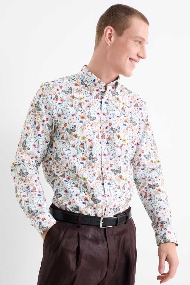 Uomo - Camicia - regular fit - button down - bianco