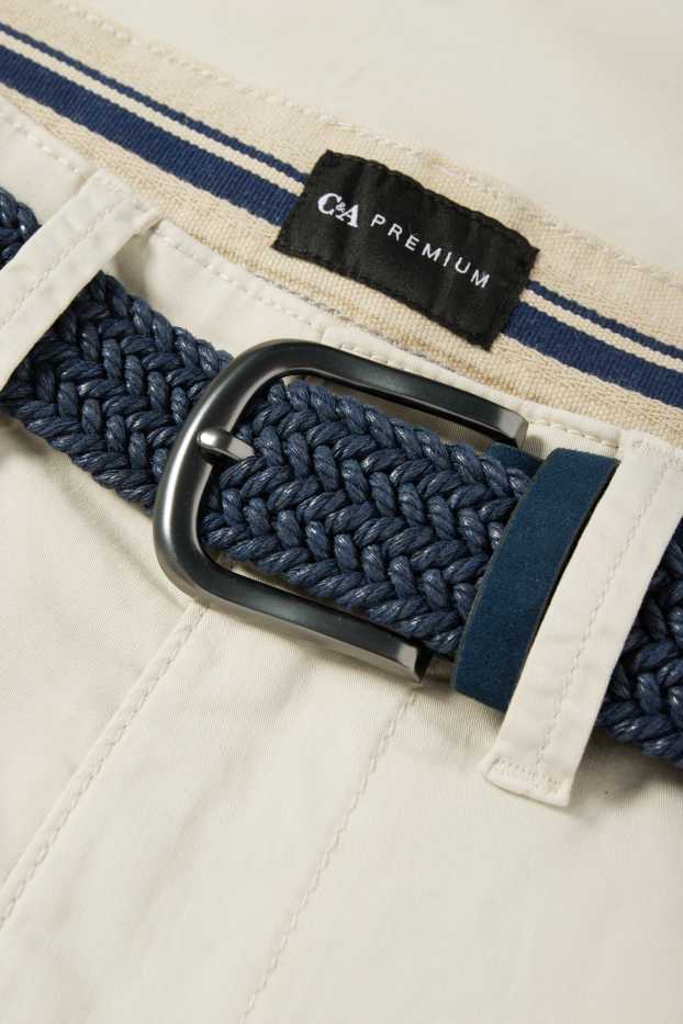 Pánské - Kalhoty chino s páskem - regular fit - světle béžová