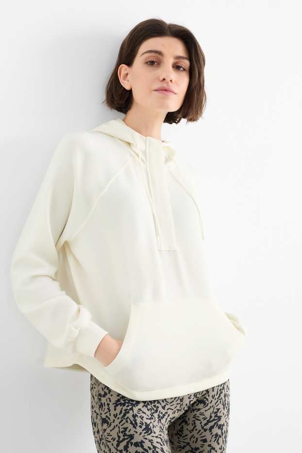 Damen - Funktions-Hoodie - cremeweiß
