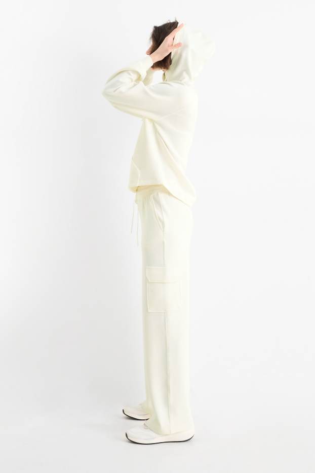 Femmes - Pantalon de jogging cargo de sport - blanc crème