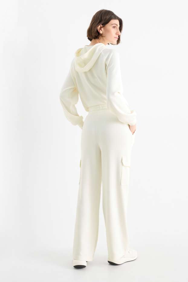 Femmes - Pantalon de jogging cargo de sport - blanc crème