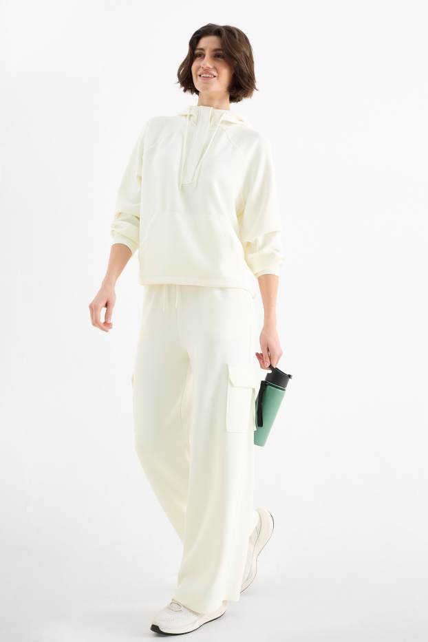 Femmes - Pantalon de jogging cargo de sport - blanc crème