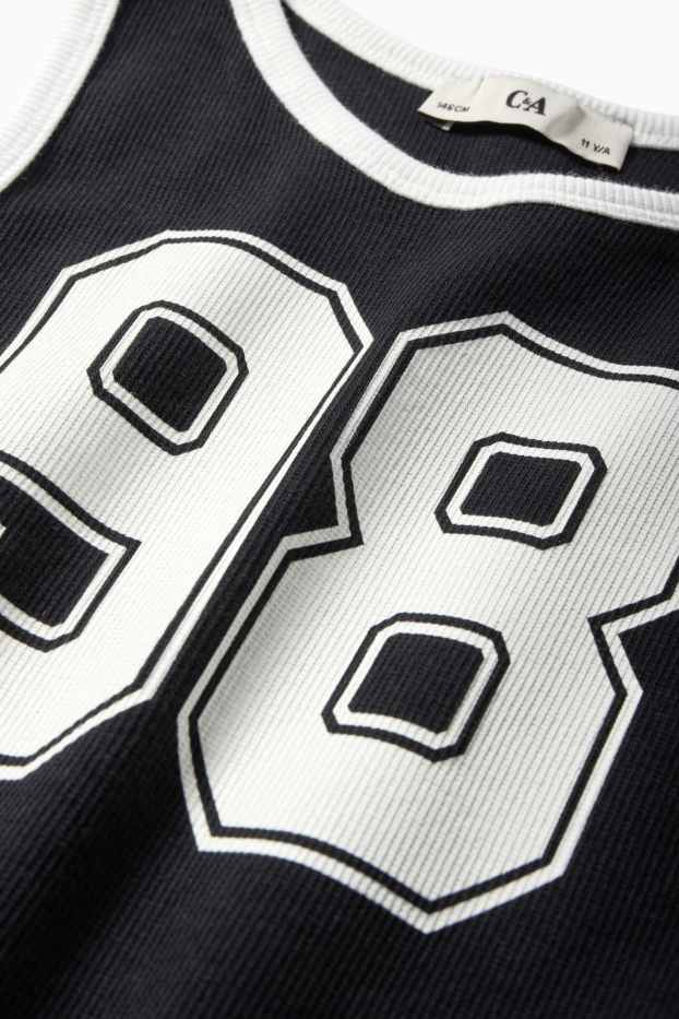 Kinder Mädchen - Top - gerippt - schwarz