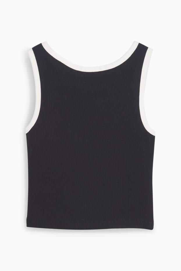 Kinder Mädchen - Top - gerippt - schwarz