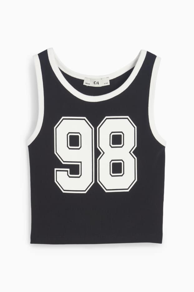 Kinder Mädchen - Top - gerippt - schwarz