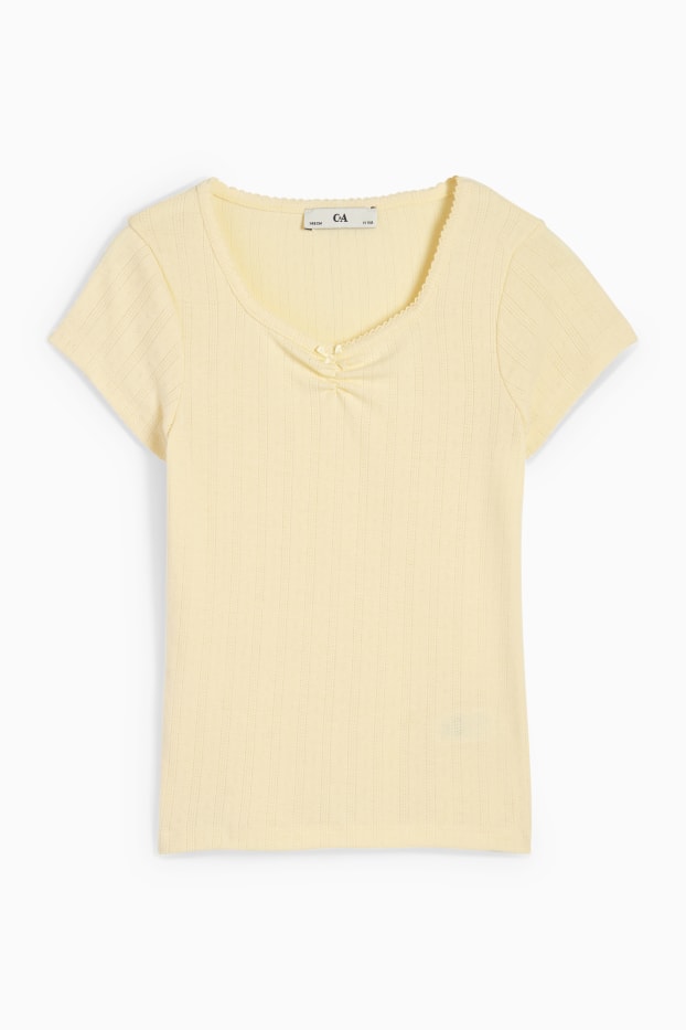 Kinderen: meisjes - T-shirt - lichtgeel