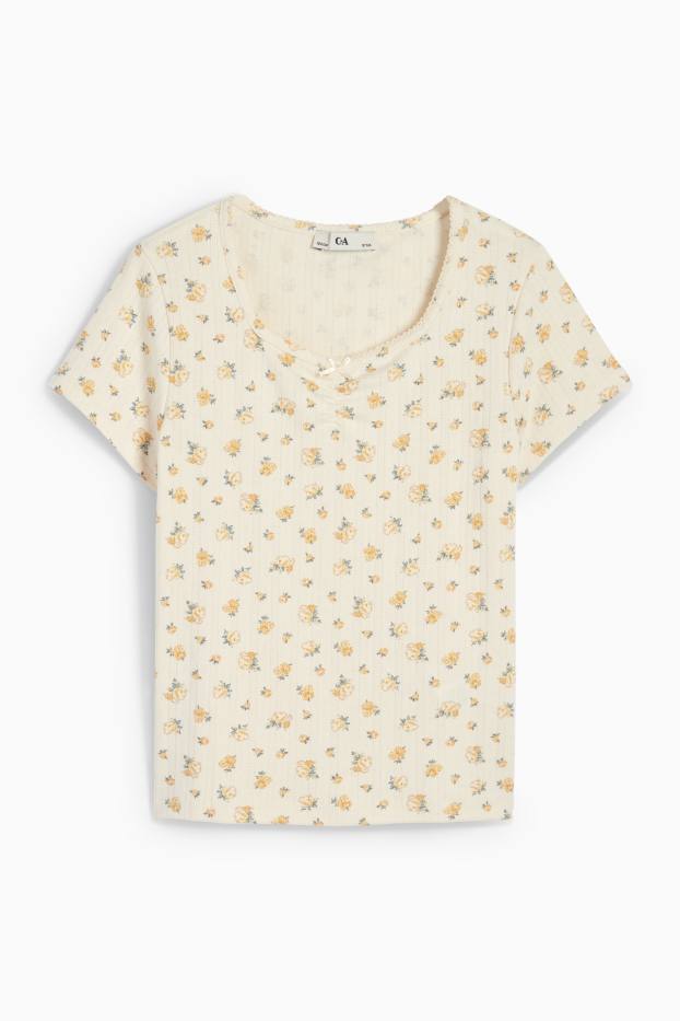 Nena - Samarreta de màniga curta - de flors - beix clar