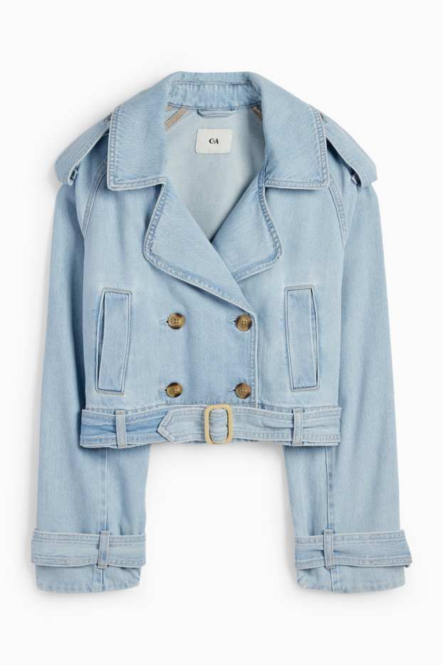 Femei - Trenci crop - denim-albastru deschis