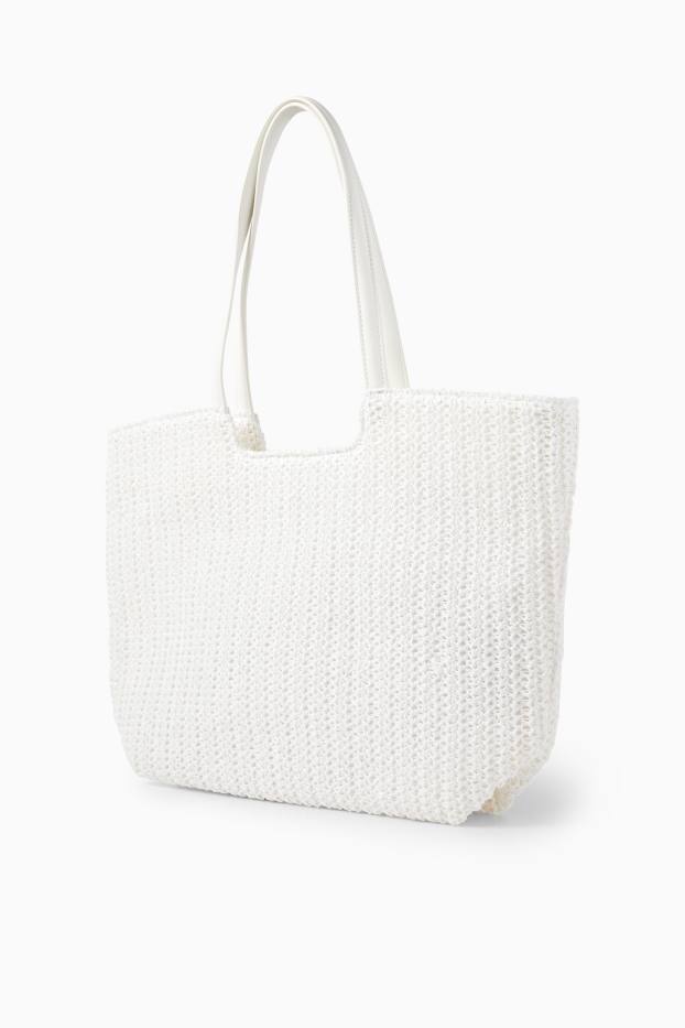 Donna - Shopper grande in paglia - bianco