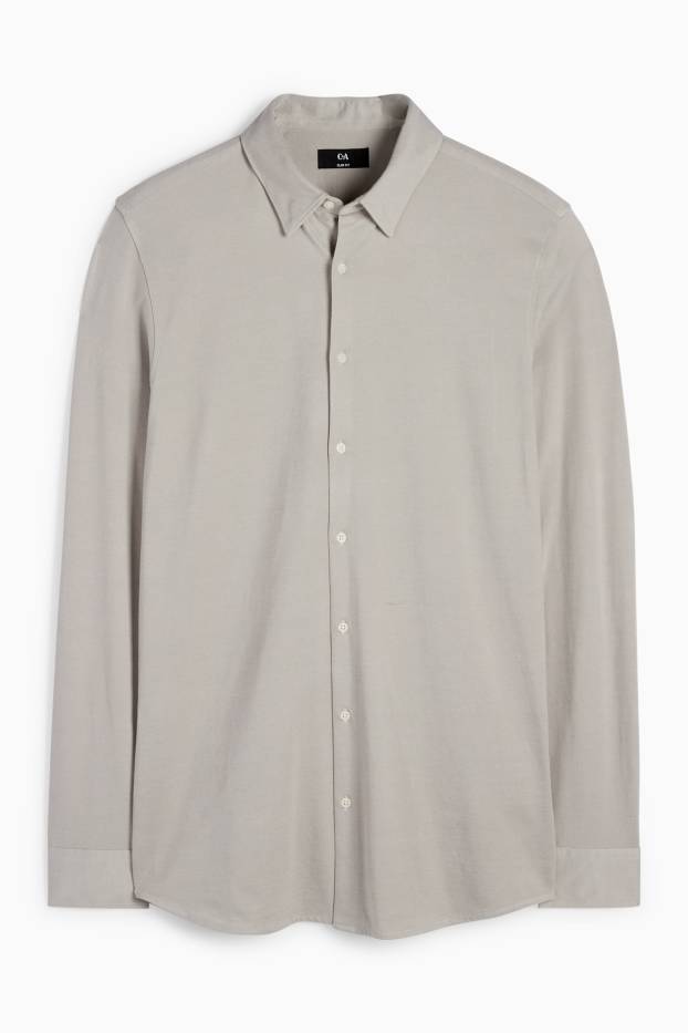 Heren - Business-overhemd - slim fit - kent - grijs