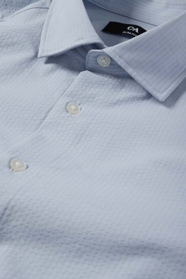 Hommes - Chemise de bureau - slim fit - col cutaway - texturée - bleu clair