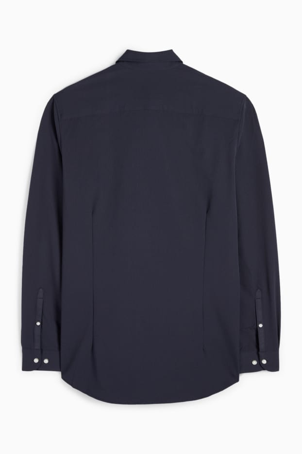 Hommes - Chemise de bureau - slim fit - col cutaway - texturée - bleu foncé