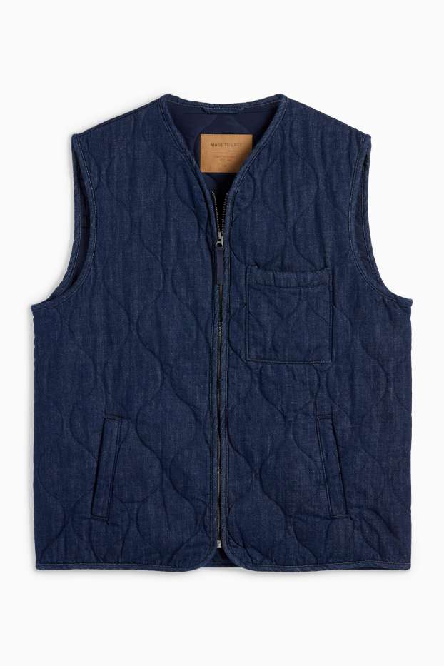 Herren - Jeans-Steppweste - dunkeljeansblau