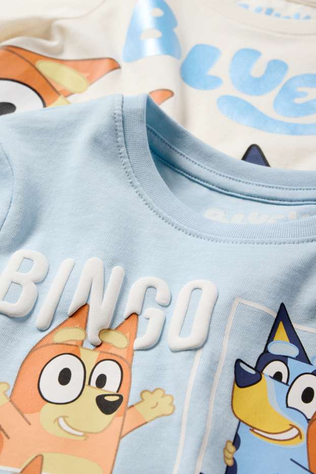 Kinder Buben - Multipack 2er - Bluey - Kurzarmshirt - hellblau