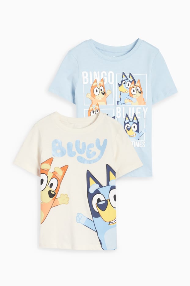 Kinder Buben - Multipack 2er - Bluey - Kurzarmshirt - hellblau