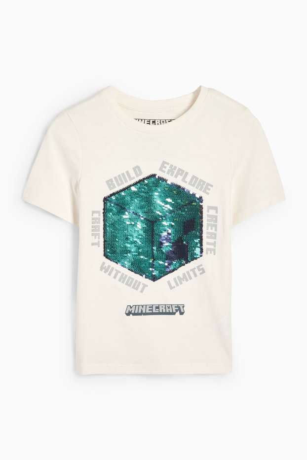 Nen - Minecraft - samarreta de màniga curta - efecte brillant - blanc trencat
