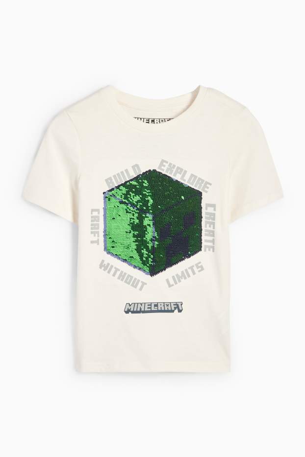 Nen - Minecraft - samarreta de màniga curta - efecte brillant - blanc trencat