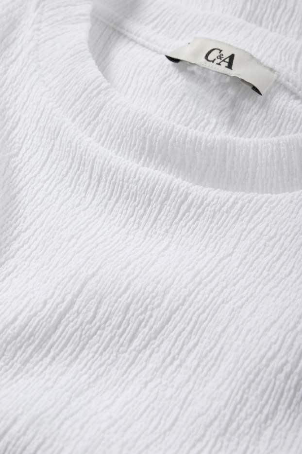 Dames - T-shirt - relaxed fit - met structuur - wit