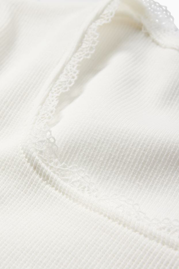 Children Girls - Short sleeve T-shirt - ribbed - cremewhite