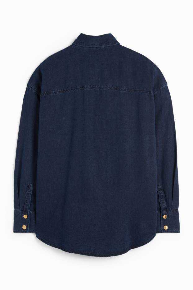 Dames - Spijkerblouse - jeansdonkerblauw