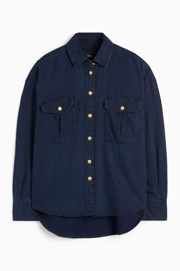 Dames - Spijkerblouse - jeansdonkerblauw