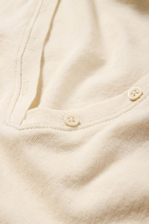 Femmes - T-shirt à encolure en V - regular fit - beige clair