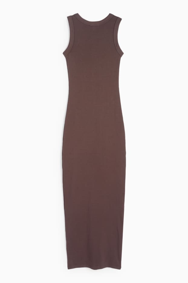 Femei - Rochie bodycon - reiată - maro închis