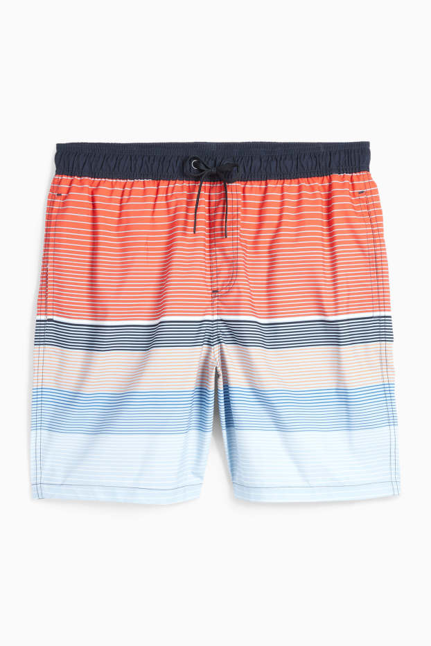 Heren - Zwemshorts - gestreept - oranje