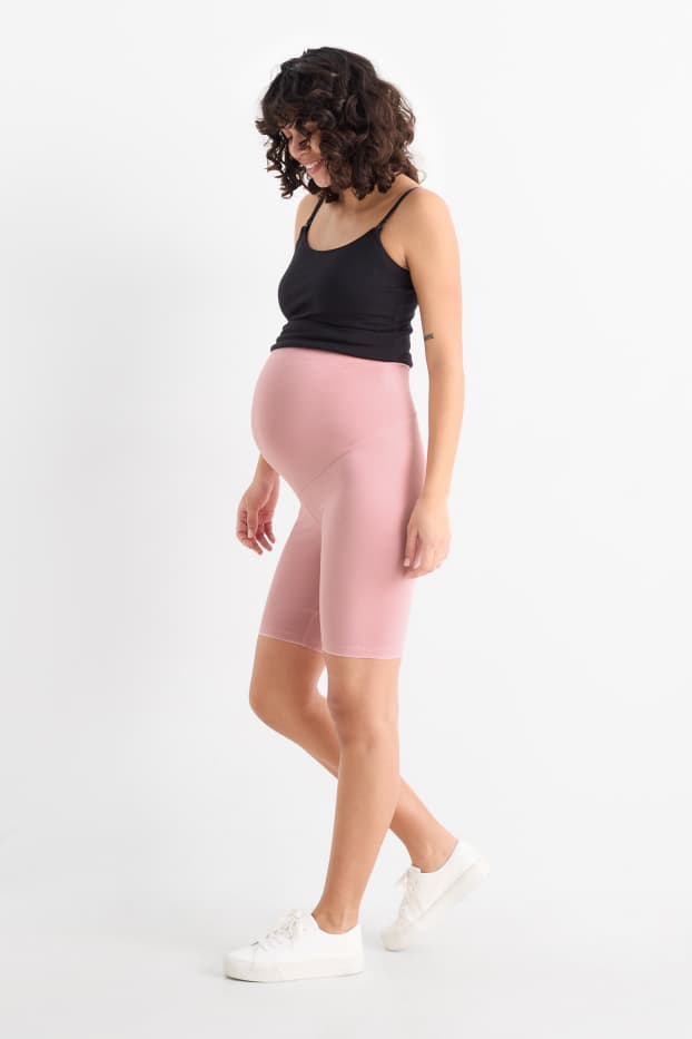 Dámské - Multipack 2 ks - těhotenské cyklistické šortky - černá/růžová