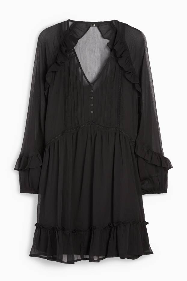 Femmes - Robe en mousseline - noir