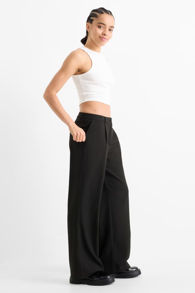 Femmes - Pantalon de toile - low waist - baggy fit - noir