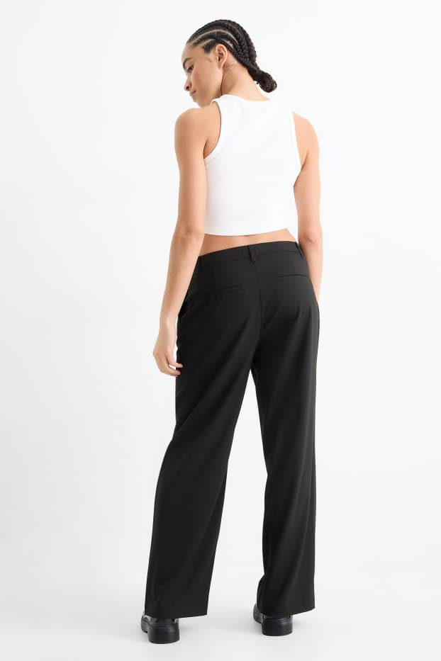 Femmes - Pantalon de toile - low waist - baggy fit - noir