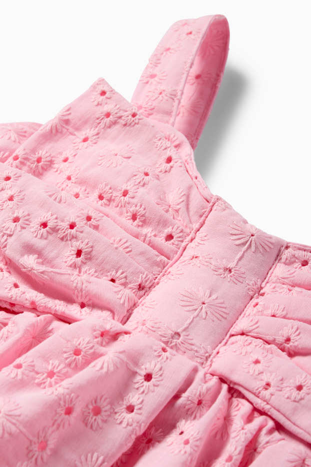 Enfants filles - Nœud - robe - broderie anglaise - rose
