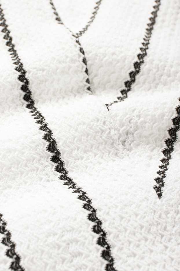 Women - T-shirt - striped - textured - black / white