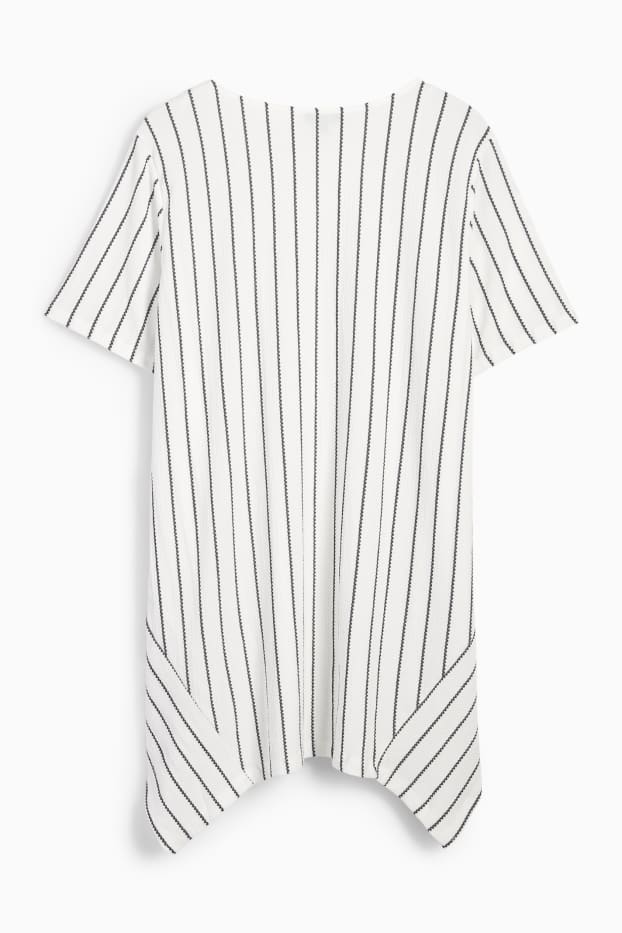 Women - T-shirt - striped - textured - black / white