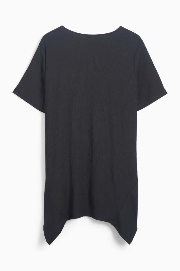 Femmes - T-shirt - texturé - noir
